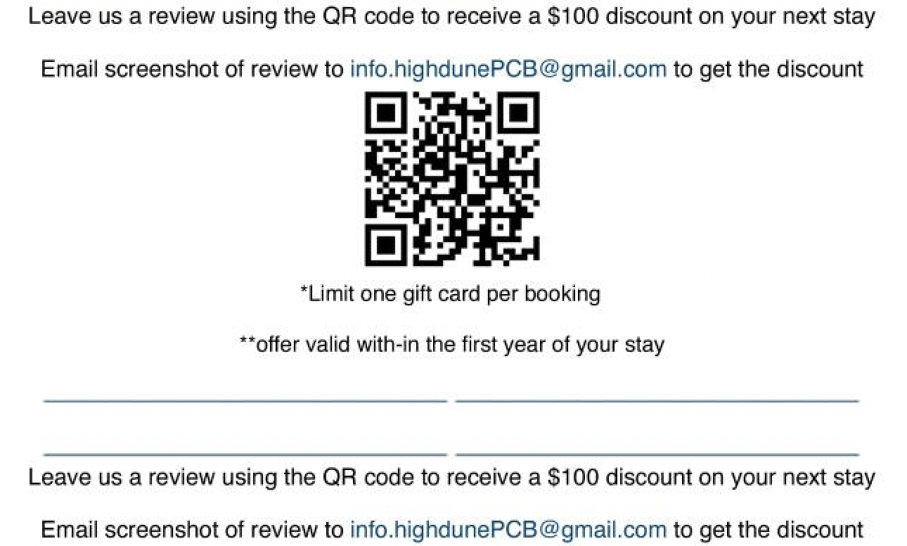 High Dune Returning Guest Discount QR Code